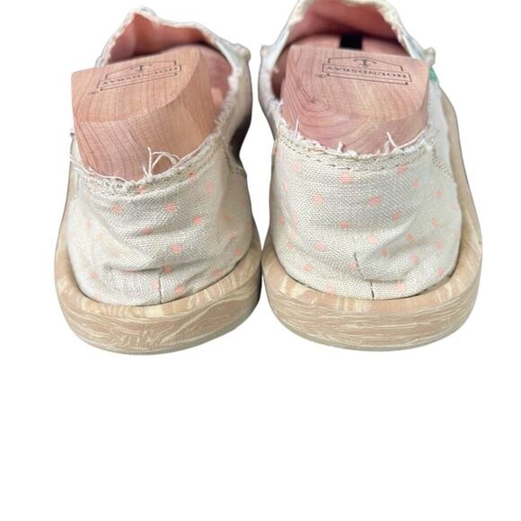 Sanuk Women’s Hot Dotty Sidewalk Surfer Shoes Natural/Pink Polka Dot Slip On, 7 - Picture 6 of 9